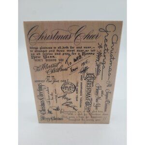 Stampendous 2012 Christmas Background Words Sayings Wood Mounted Rubber Stamp